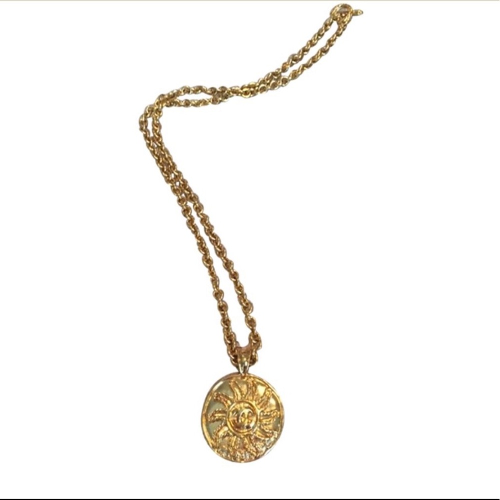 Vintage Chanel Gold Sunburst Necklace